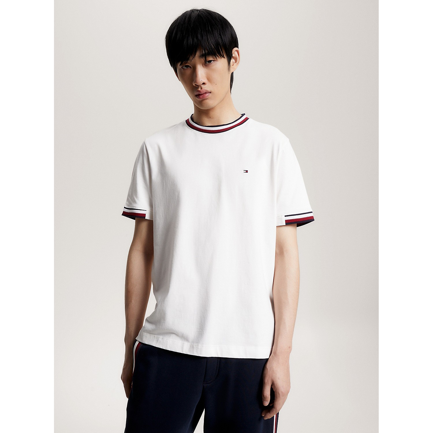 TOMMY HILFIGER Signature Stripe Tipped T-Shirt